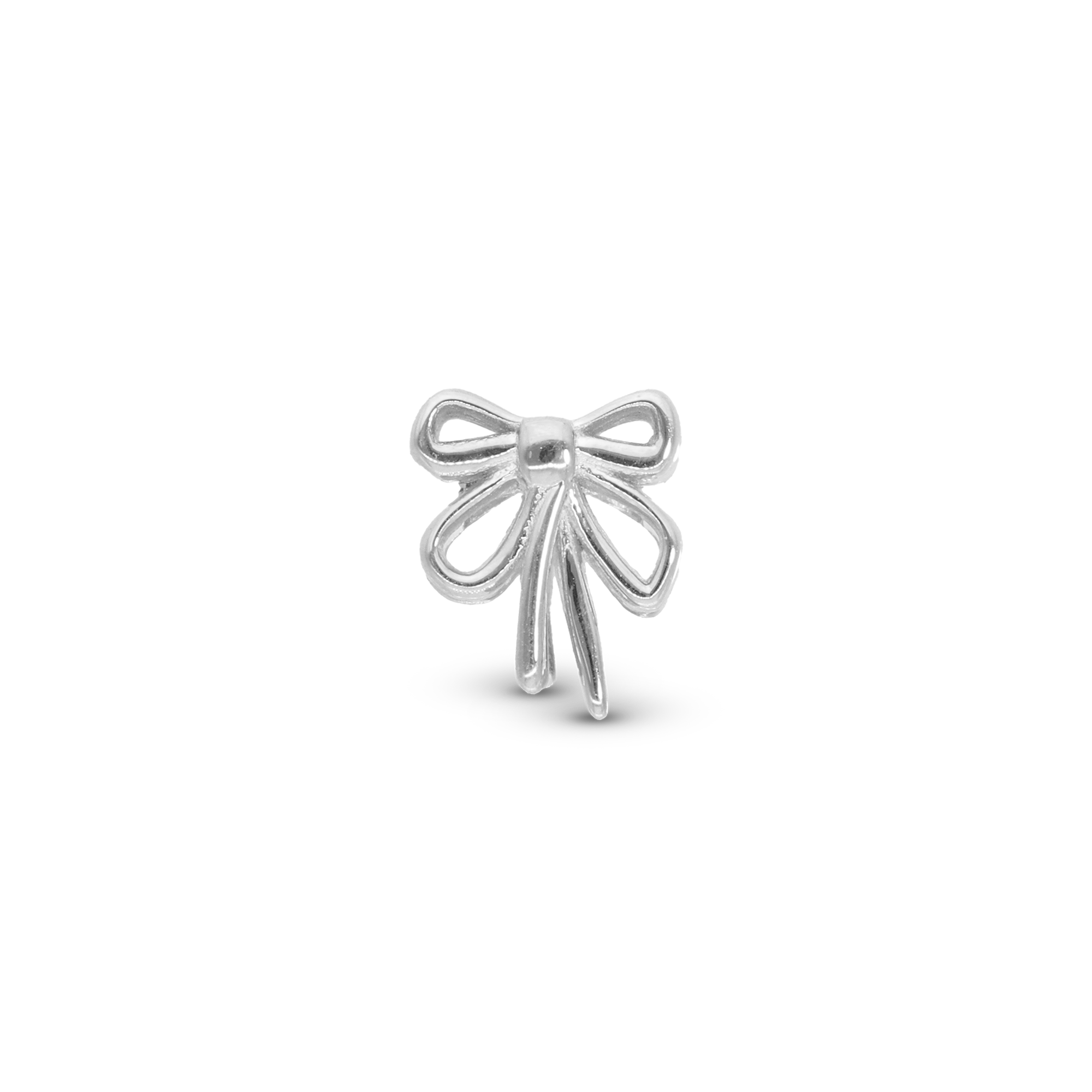Bow - Charm 4 mm for Bracelet - Polished Sterling Silver