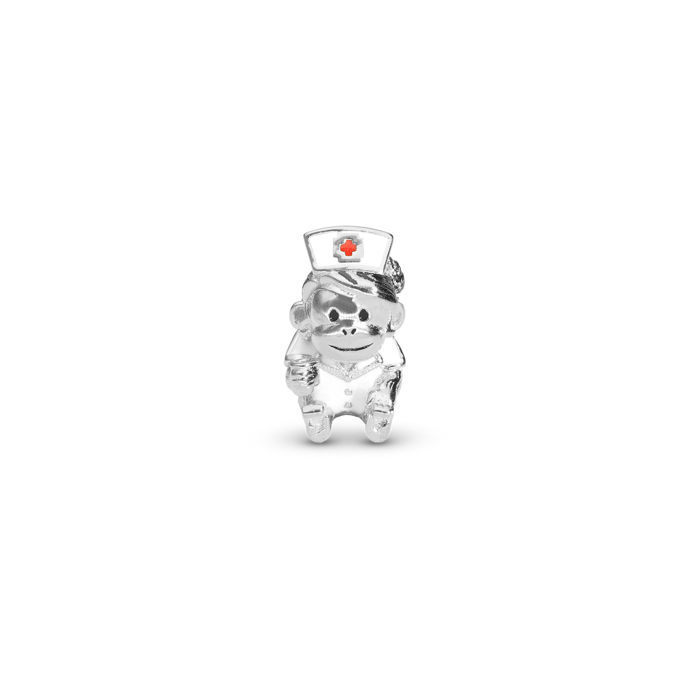 Cute monkey - NWatchse - Charm 4 mm for Bracelet - Polished Sterling Silver