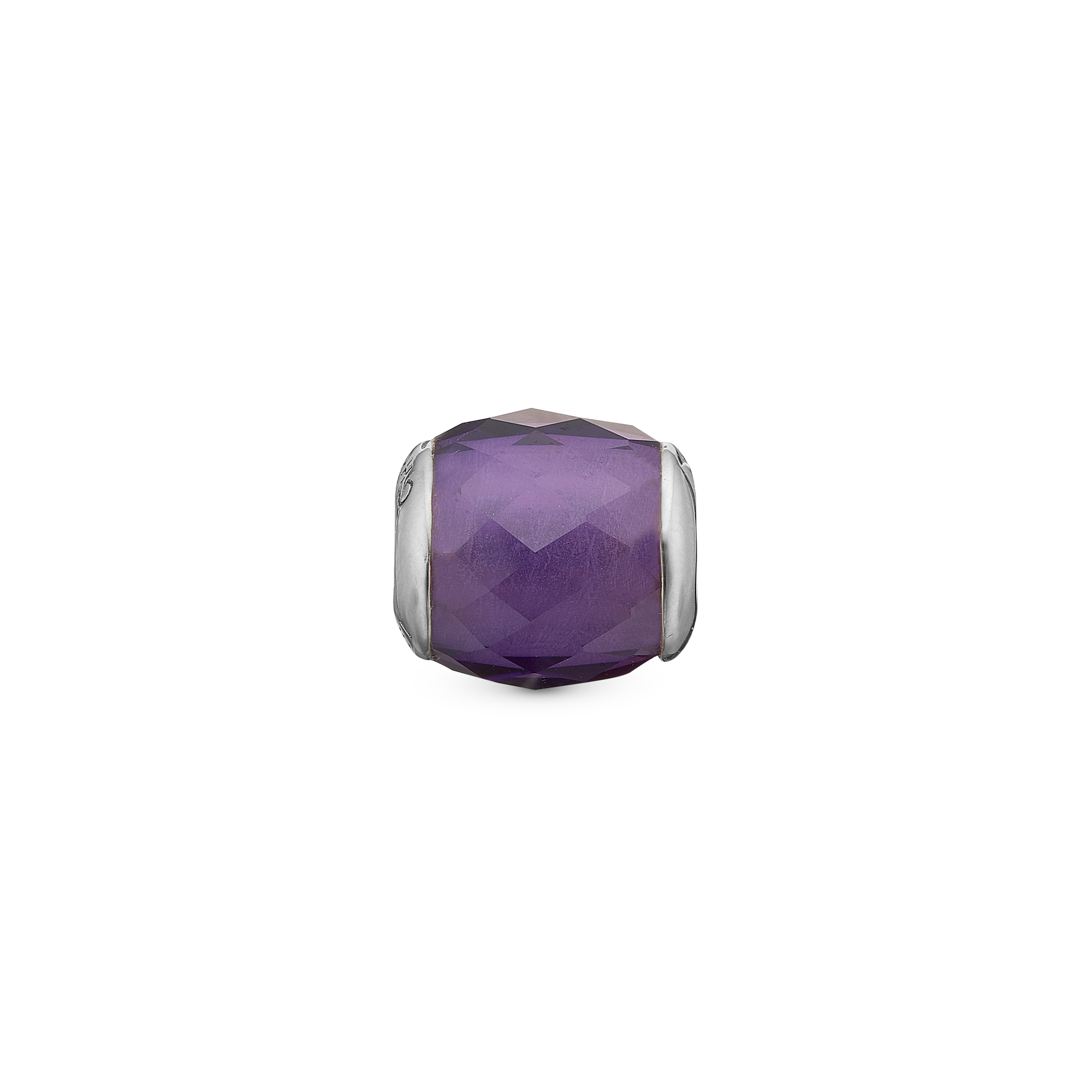 Precious Amethyst - Charm 4 mm for Bracelet - Sterling Silver with 1 Ametyst