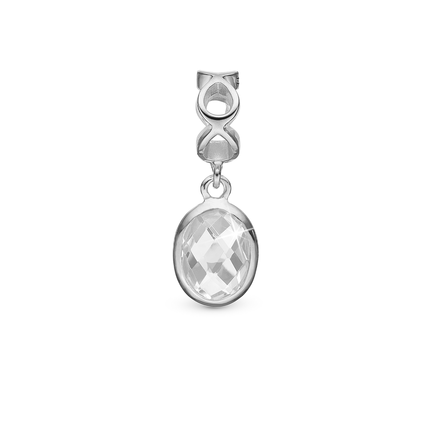 Moving Crystal - Drop Earring Charm 4 mm for Bracelet - Sterling Silver with 1 Krystalkvarts