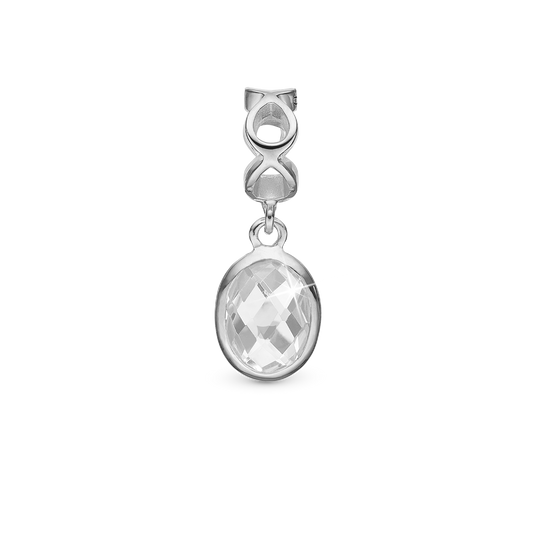 Moving Crystal - Drop Earring Charm 4 mm for Bracelet - Sterling Silver with 1 Krystalkvarts