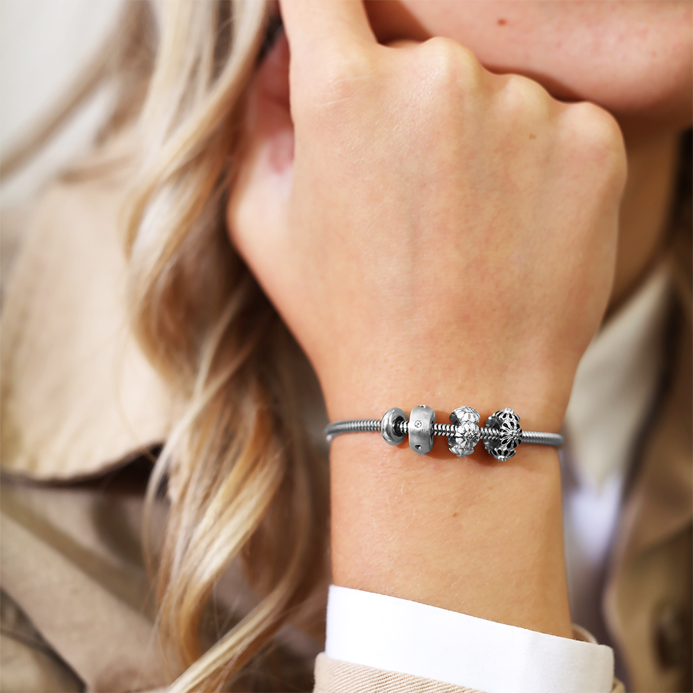 Topaz Stopper Charms with sølvBracelet - CHRISTINA