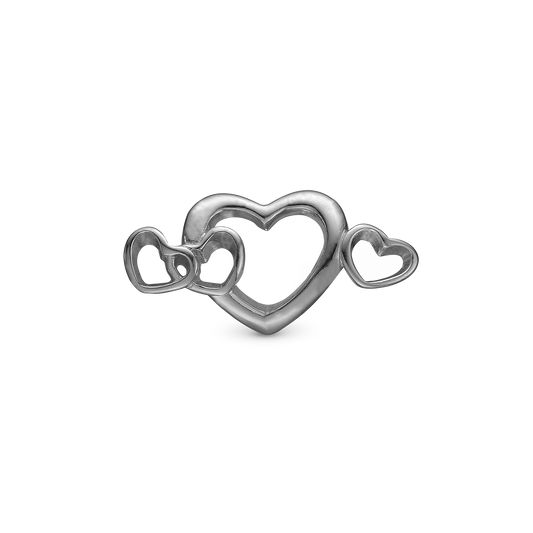 4 Hearts Love charm sort ruthenium Charms til læderarmbånd - CHRISTINA