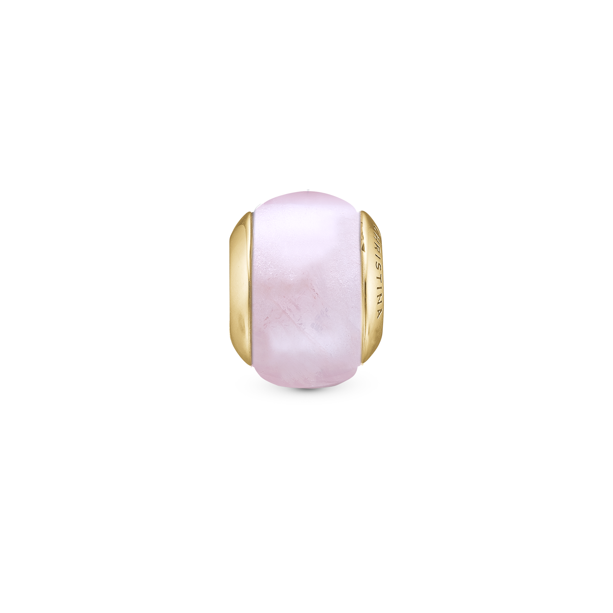 Rose Quartz Magic Charm 6 mm for Classic Leather Bracelet - Gold Plated Sterling Silver with 1 Rosakvarts
