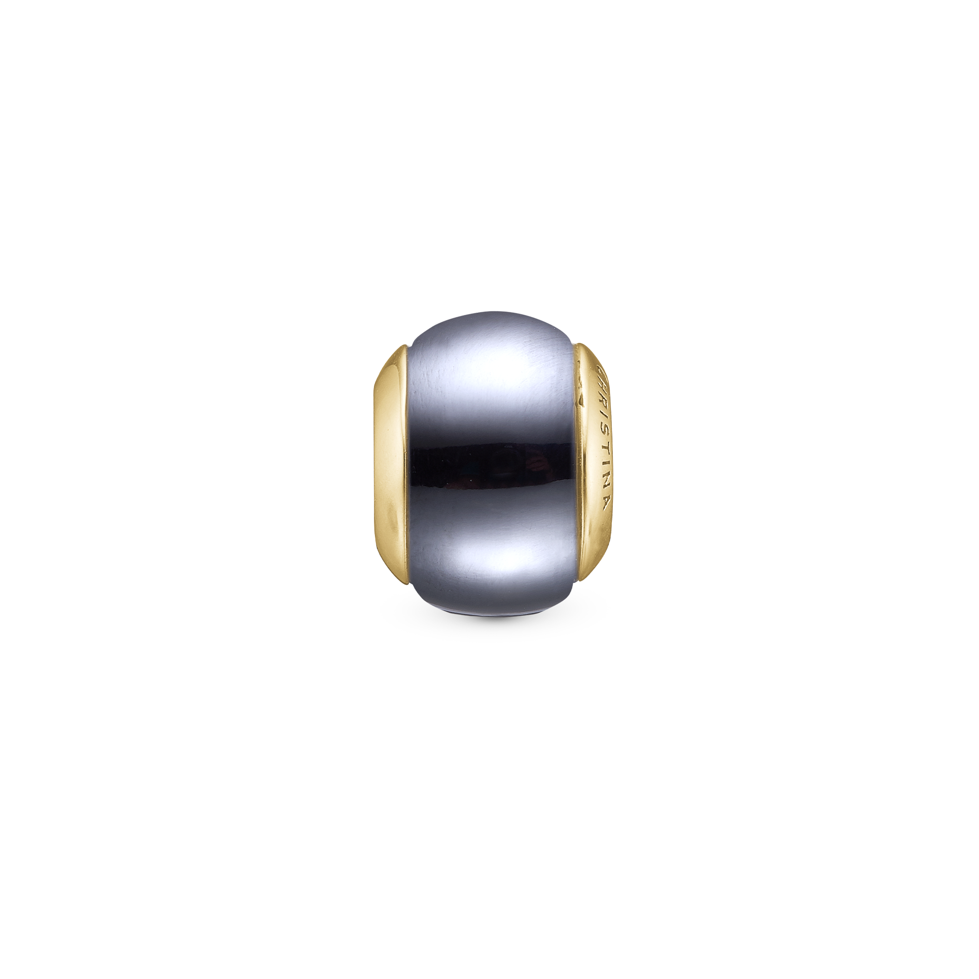Hematite Magic Charm 6 mm for Classic Leather Bracelet - Gold Plated Sterling Silver with 1 Hæmatit