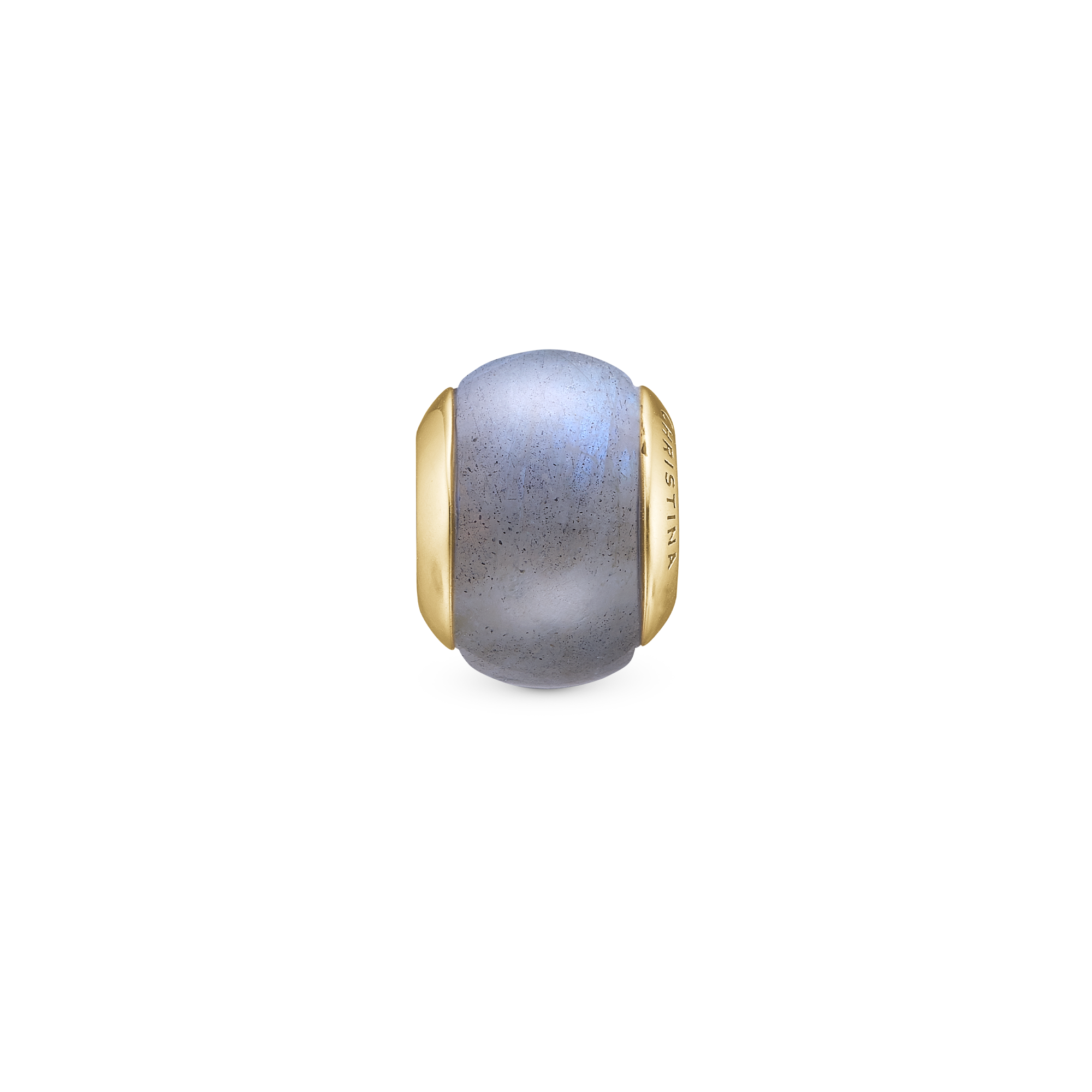 Labradorite Magic Charm 6 mm for Classic Leather Bracelet - Gold Plated Sterling Silver with 1 Labradorit