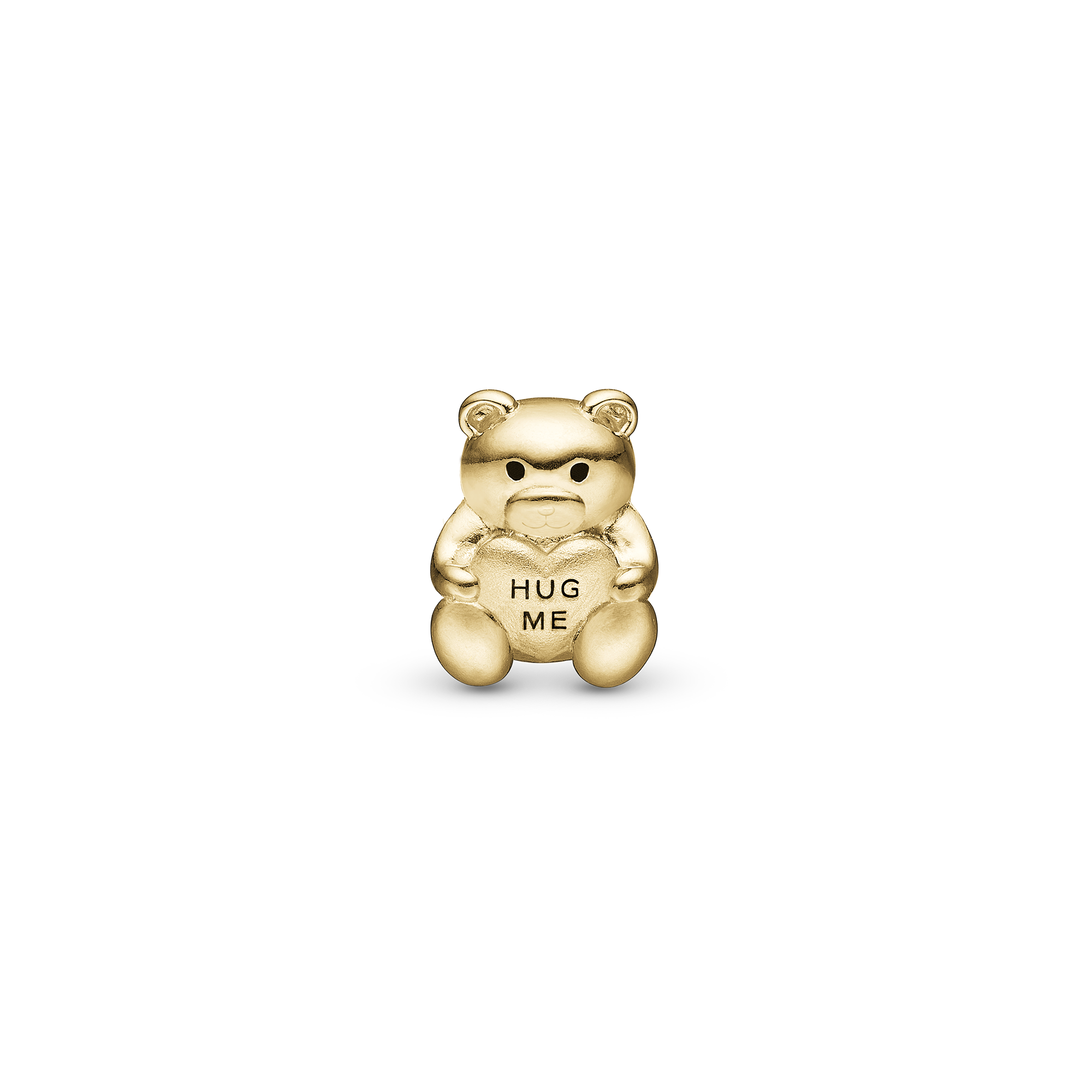 Hug Me Bear Charm 6 mm for Classic Leather Bracelet - Polished Gold Plated Sterling Silver