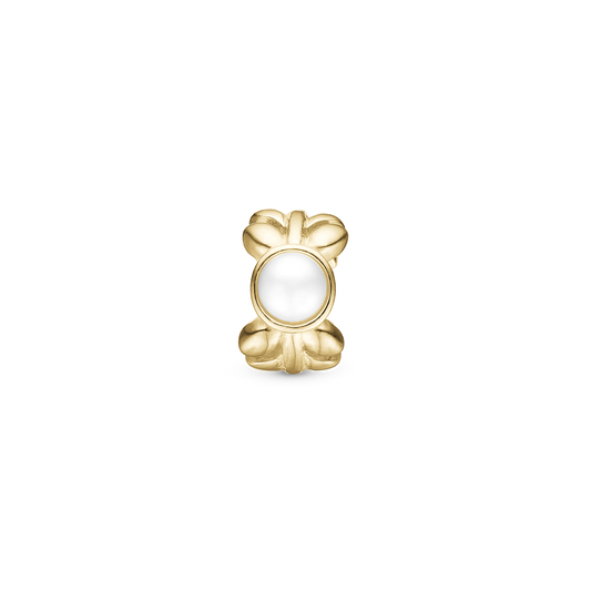 Pearl & NatWatche Charm 6 mm for Classic Leather Bracelet - Gold Plated Sterling Silver with 1 Ferskvandsperle