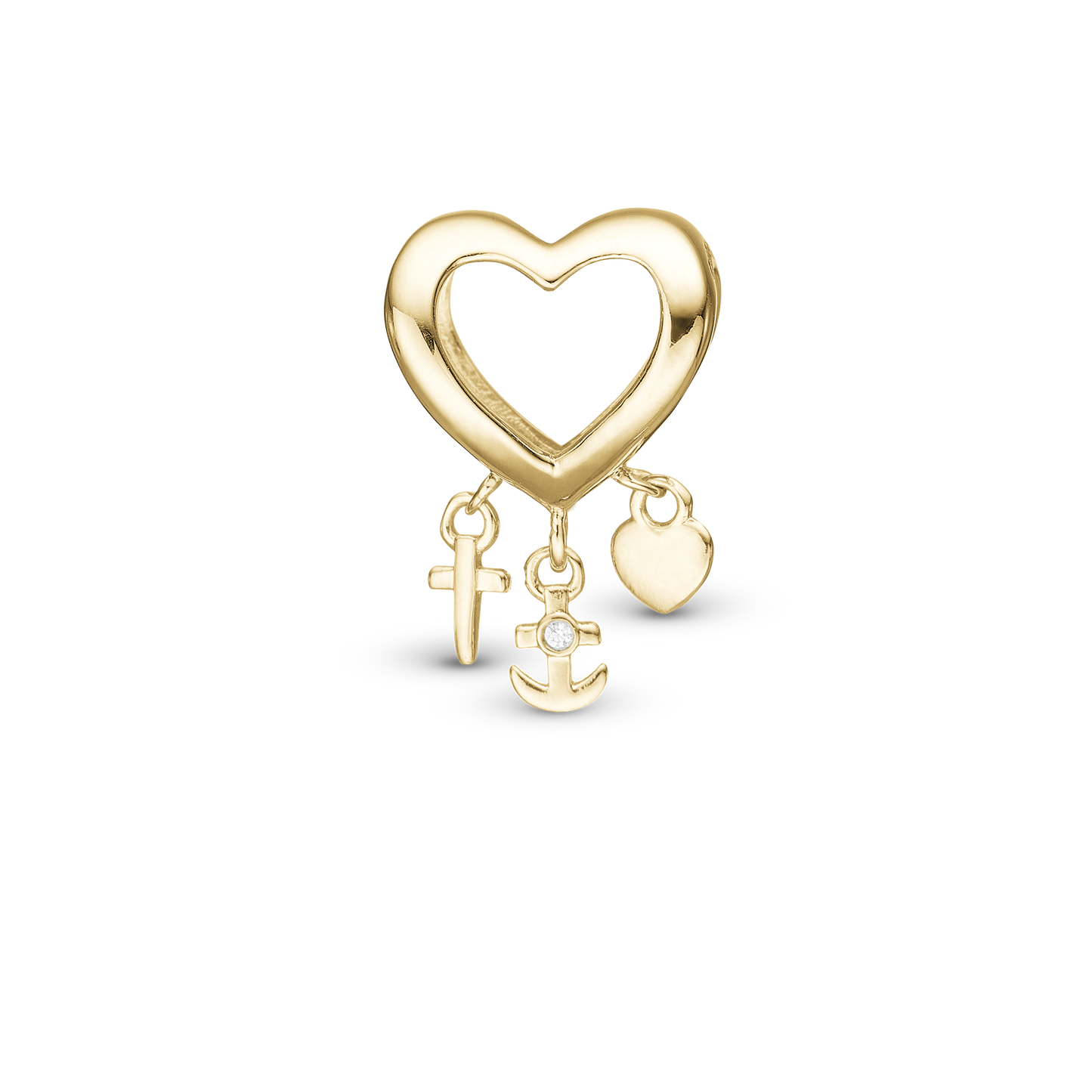 My Faith, Hope & Love Charm 6 mm for Classic Leather Bracelet - Gold Plated Sterling Silver