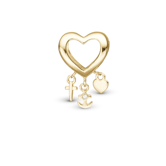 My Faith, Hope & Love Charm 6 mm for Classic Leather Bracelet - Gold Plated Sterling Silver