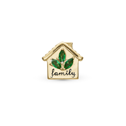 My Home Charm 6 mm til Classic Læderarmbånd - Forgyldt Sterling Sølv m. 3 Grønne Cubic Zirkonia