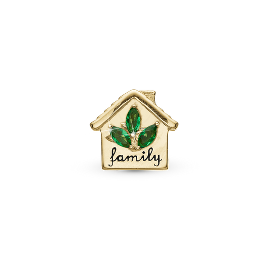 My Home Charm 6 mm til Classic Læderarmbånd - Forgyldt Sterling Sølv m. 3 Grønne Cubic Zirkonia