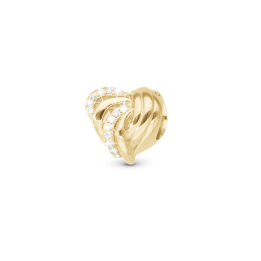 Spellbound Charm 6 mm for Classic Leather Bracelet - Polished Gold Plated Sterling Silver with 12 white Cubic Zirkonia