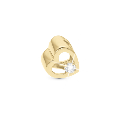 Majestic Wave Charm 6 mm for Classic Leather Bracelet – Polished Gold-Plated Sterling Silver with 6 White Cubic Zirconia