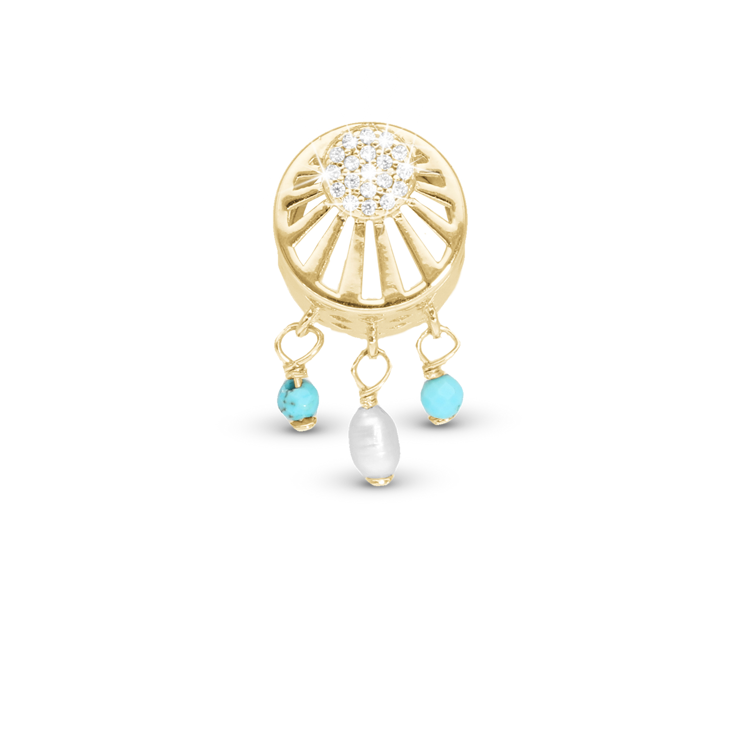 Ocean sunset Charm 6 mm for Classic Leather Bracelet - Matte Gold Plated Sterling Silver