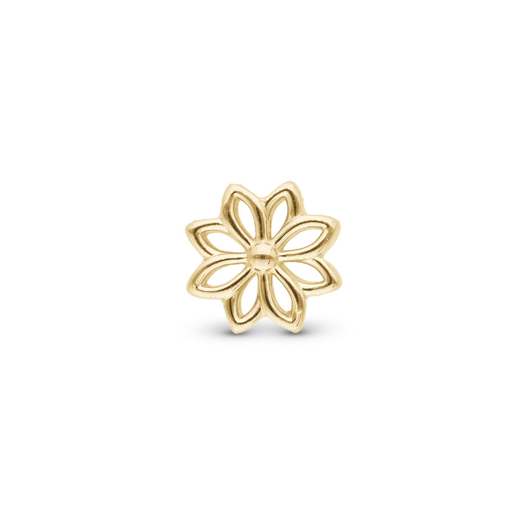 Simple Flower Charm 6 mm for Classic Leather Bracelet - Polished Gold Plated Sterling Silver
