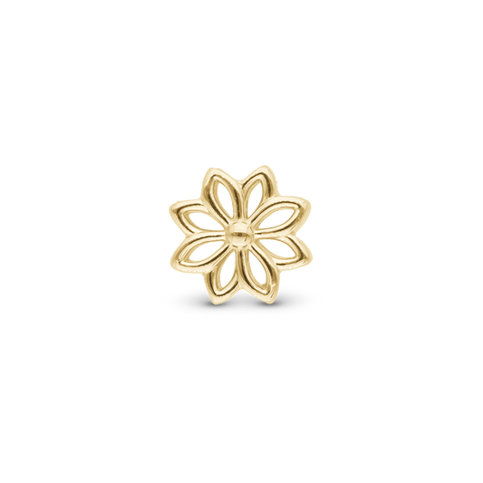Simple Flower Charm 6 mm for Classic Leather Bracelet - Polished Gold Plated Sterling Silver