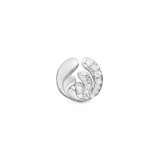 Ocean Splash Charm 6 mm for Classic Leather Bracelet - Sterling Silver with 15 white Cubic Zirkonia