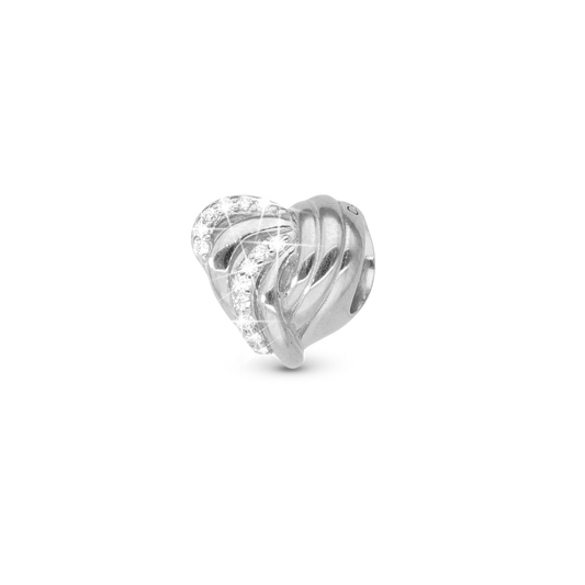 Spellbound Charm 6 mm for Classic Leather Bracelet - Polished Sterling Silver with 12 white Cubic Zirkonia