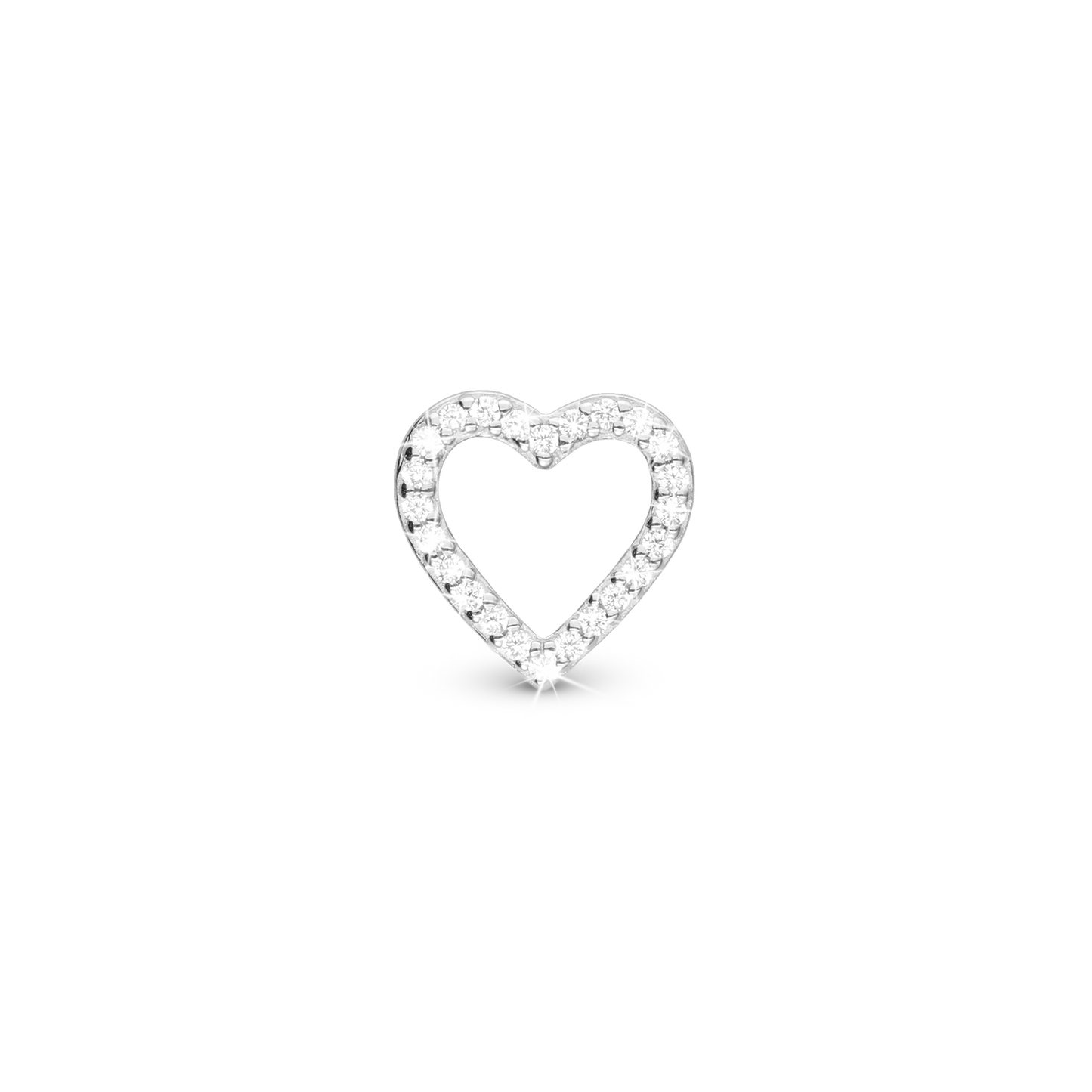 Sparkling Love Charm 6 mm for Classic Leather Bracelet – Polished Sterling Silver with Cubic Zirconia