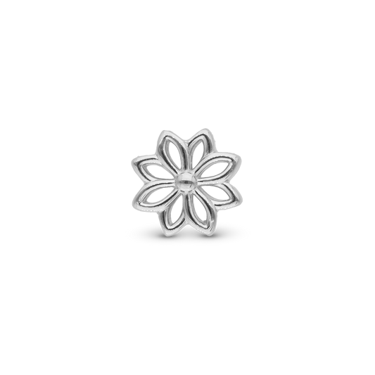 Simple Flower Charm 6 mm for Classic Leather Bracelet - Polished Sterling Silver