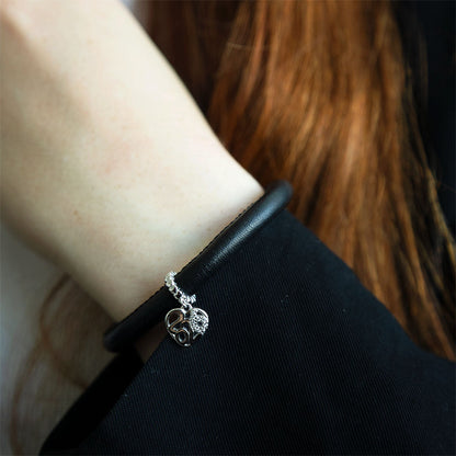 2026 Dangle Charm 6 mm for Bracelet – Polished Sterling Silver with 9 White Cubic Zirconia