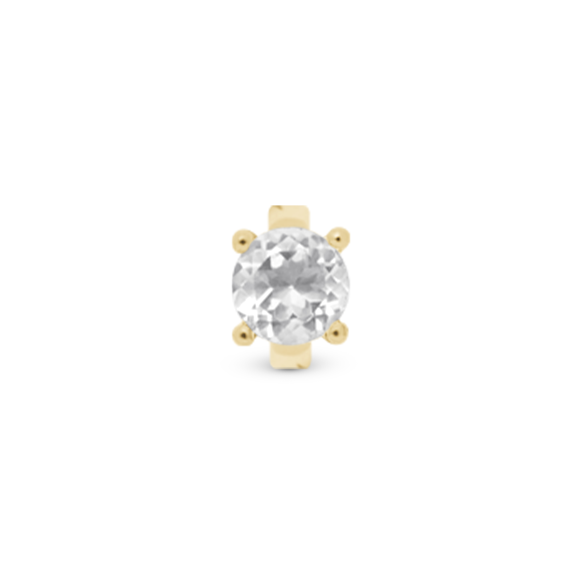 Crystal Quartz Round Charm 6 mm for Classic Leather Bracelet - Gold Plated Sterling Silver with 1 Krystalkvarts