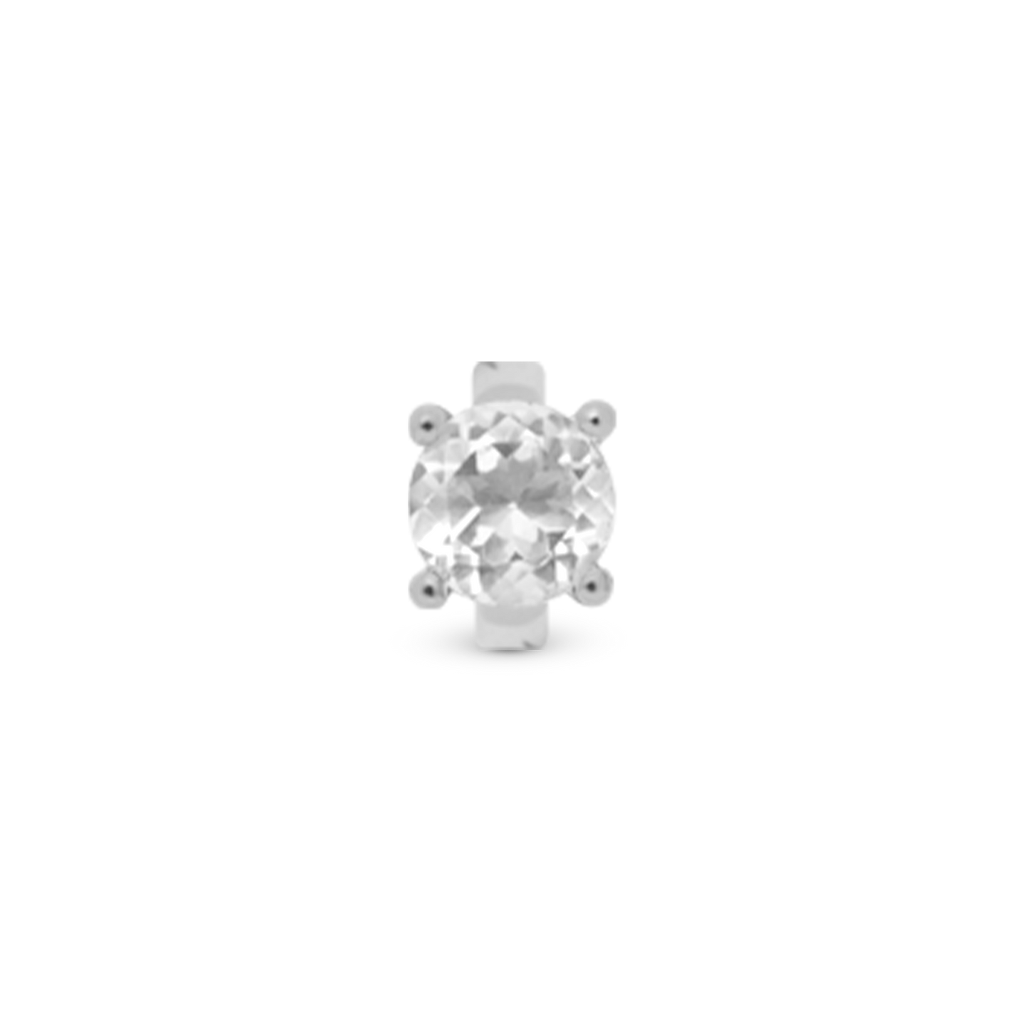 Crystal Quartz Round Charm 6 mm for Classic Leather Bracelet - Sterling Silver with 1 Krystalkvarts