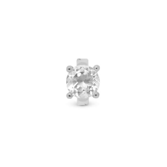 Crystal Quartz Round Charm 6 mm for Classic Leather Bracelet - Sterling Silver with 1 Krystalkvarts