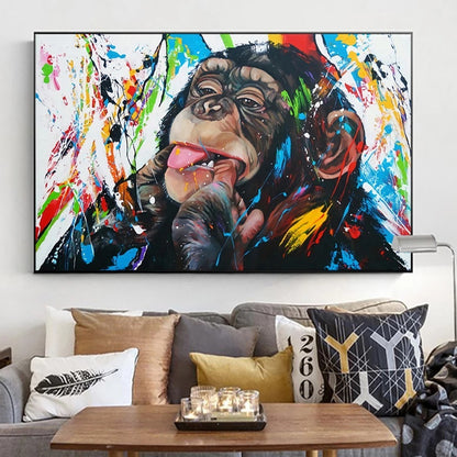 Graffiti Monkey Hd Print Art Canvas Painting