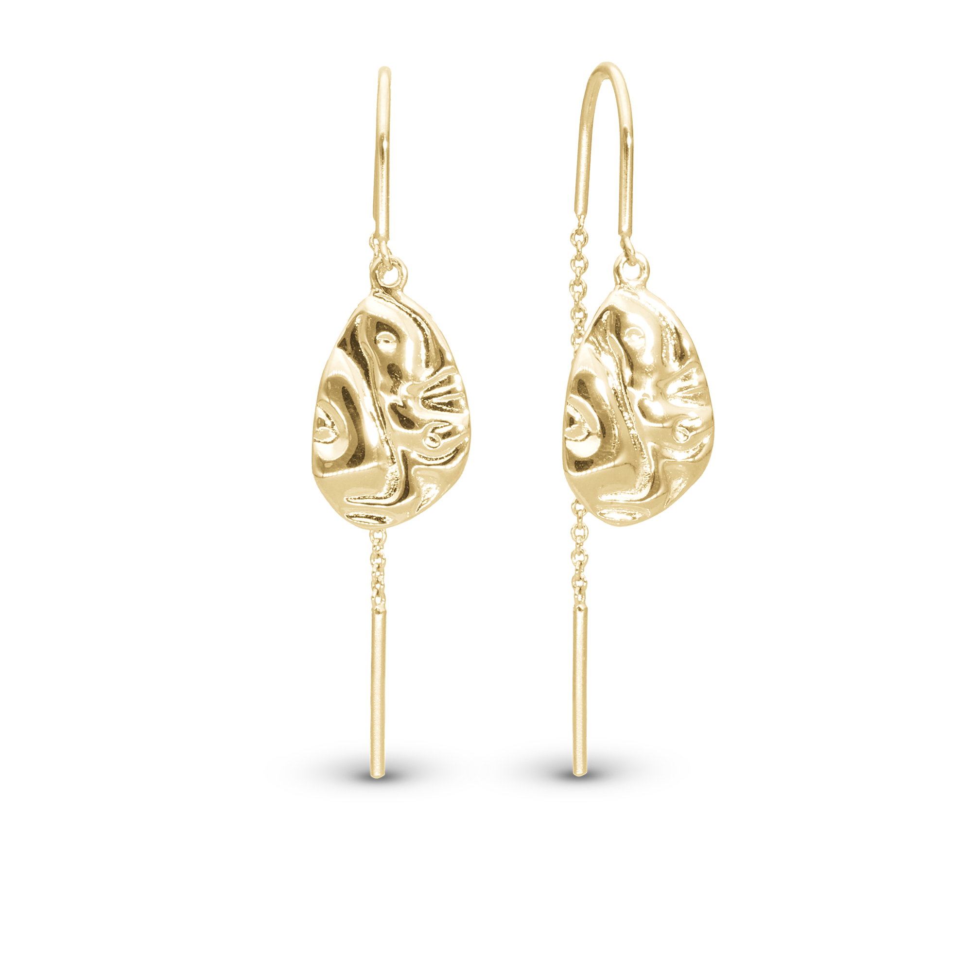 Wavy Dangle Earring - Polished Gold Plated Sterling Silver