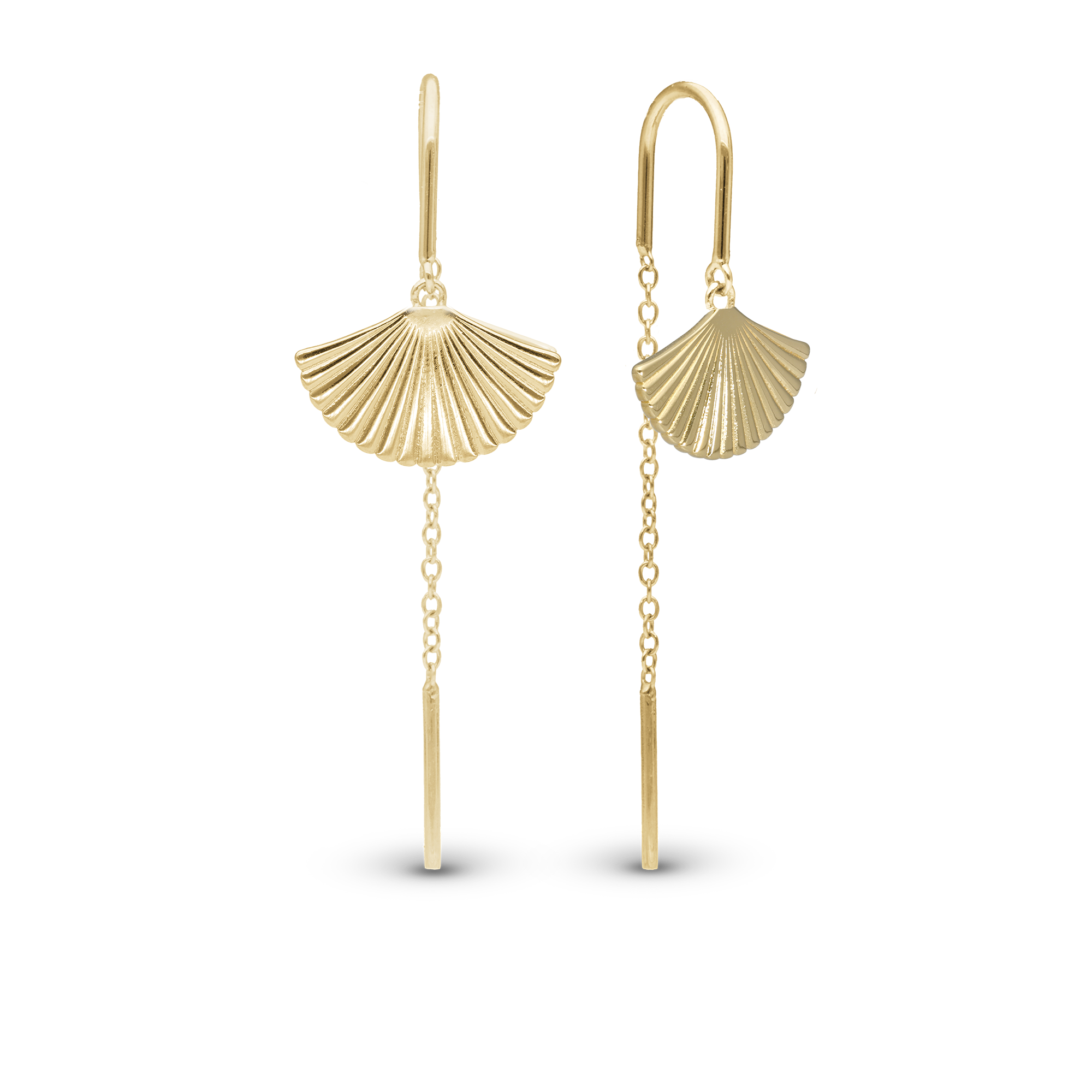 Fan Dangle Earring - Polished Gold Plated Sterling Silver