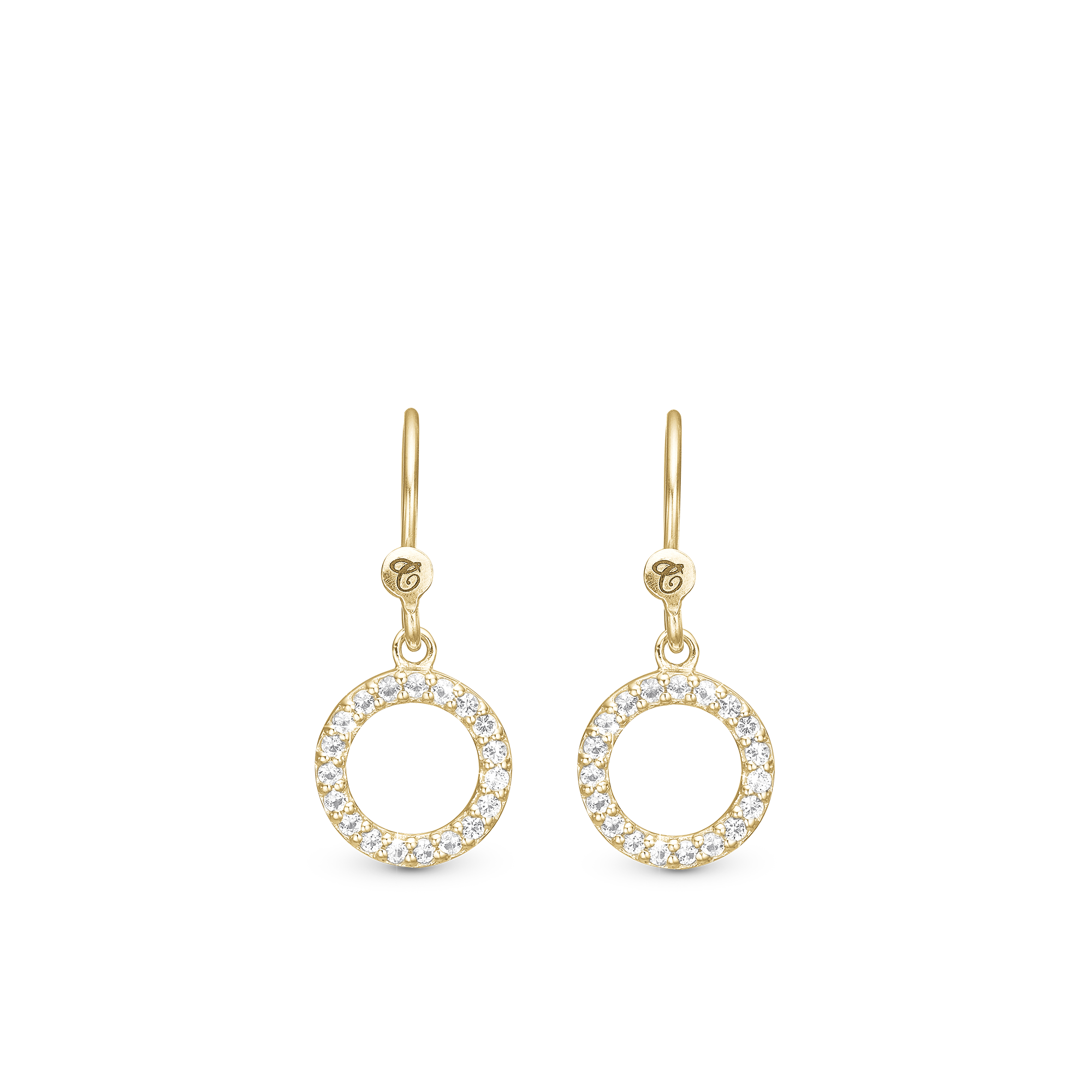 Hanging Topaz Circle ØreDrop Earringe - CHRISTINA