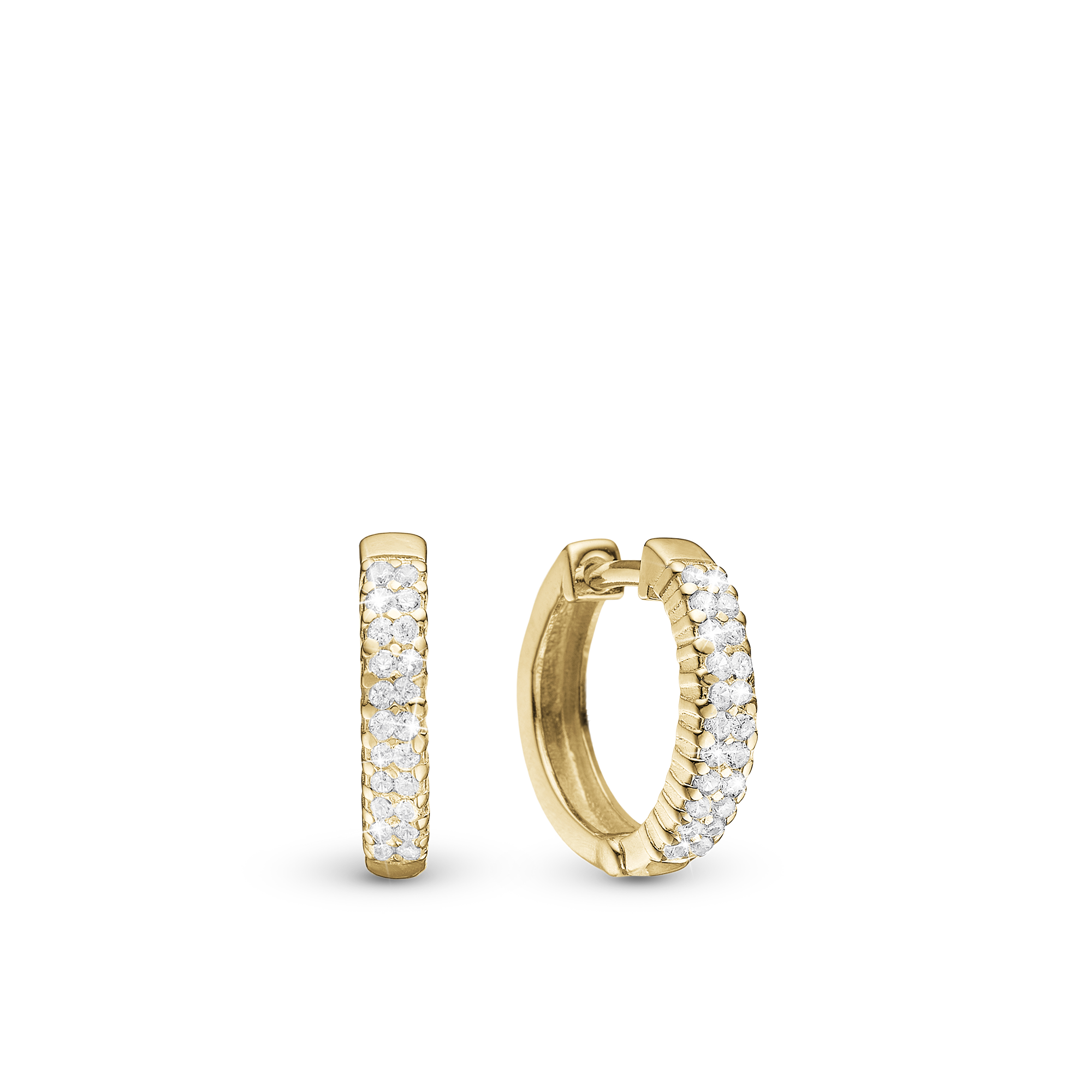 Charmed Hoops - Polished Gold Plated Sterling Silver with 44 white Cubic Zirkonia