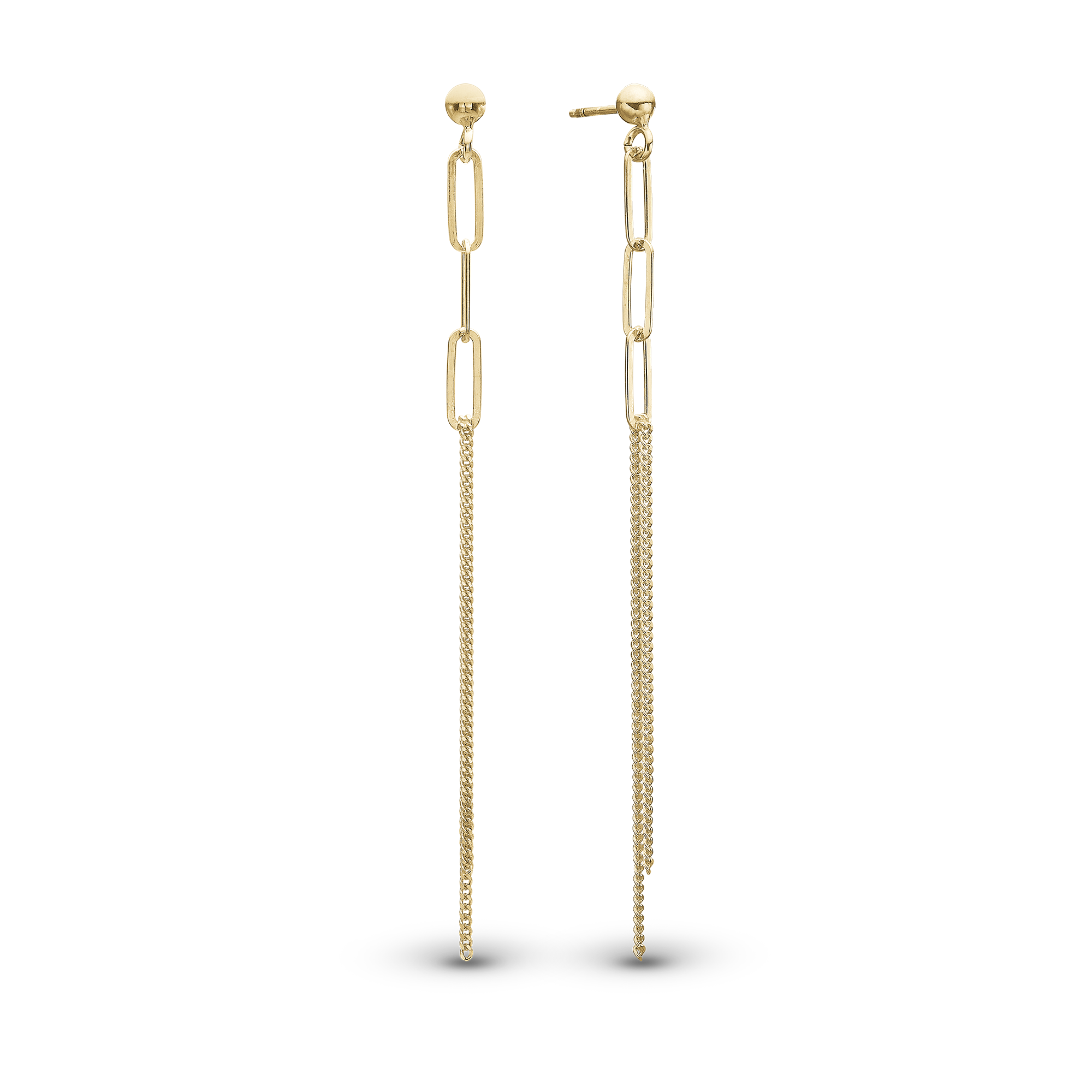 Joined Dangle Earring - Polished Gold Plated Sterling Silver