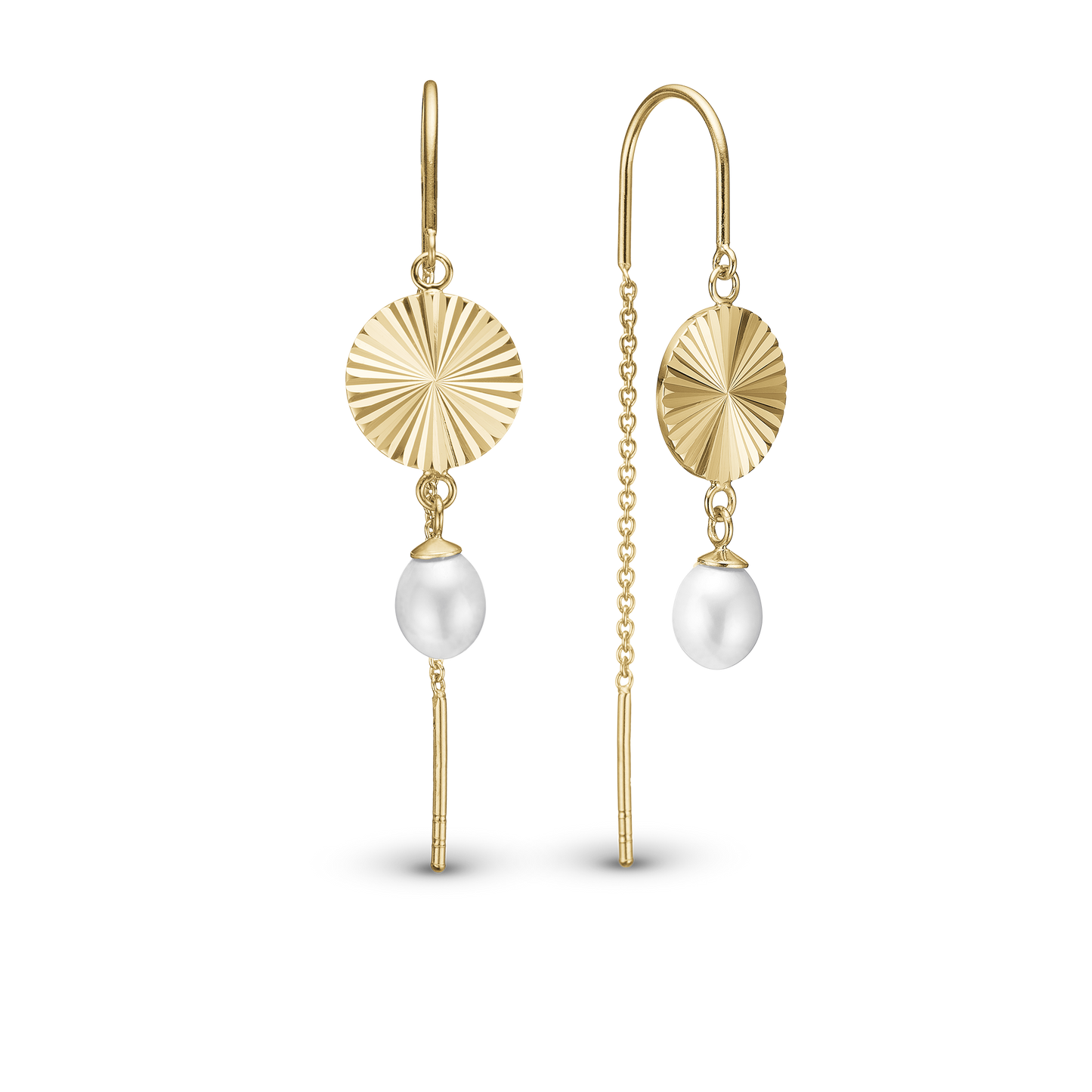 Sparkle Life Dangle Earring - Gold Plated Sterling Silver with 2 white Ferskvandsperler