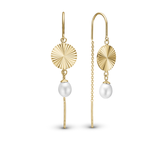 Sparkle Life Dangle Earring - Gold Plated Sterling Silver with 2 white Ferskvandsperler