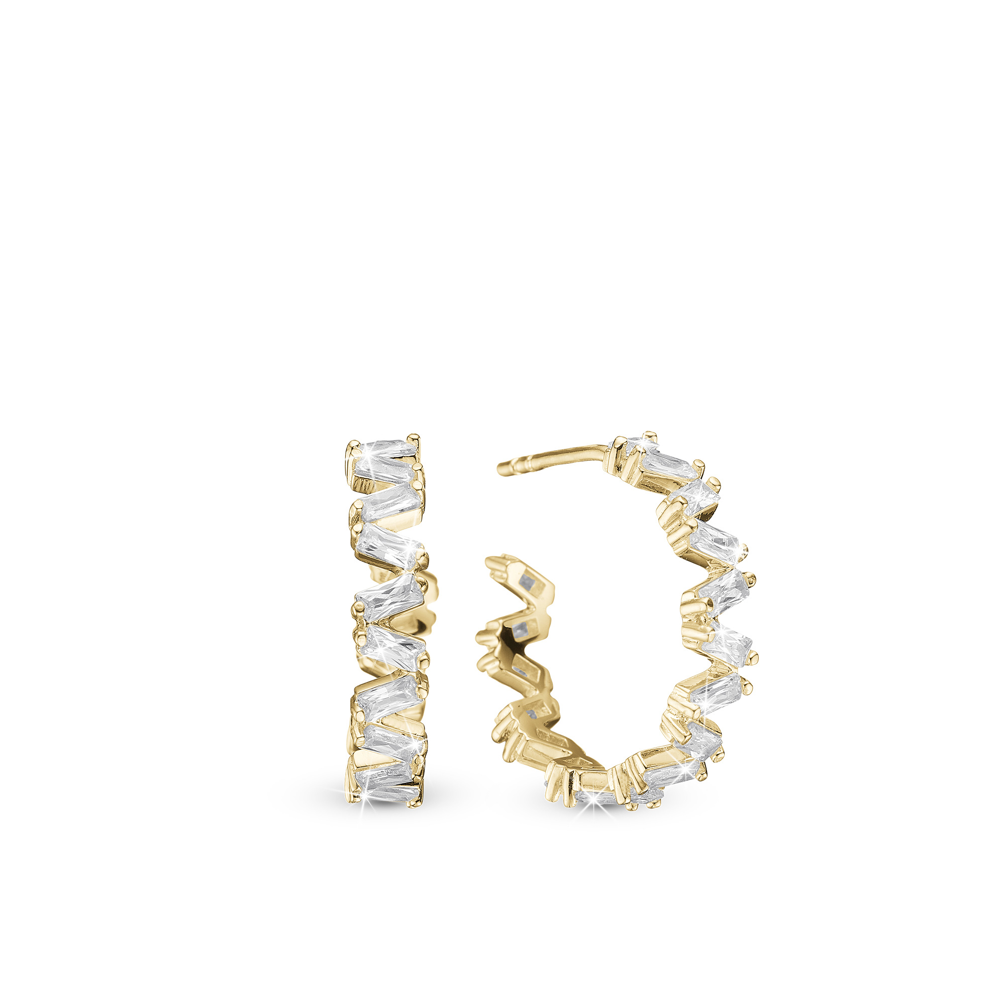 Twist & Shine Hoops - Gold Plated Sterling Silver with Cubic Zirkonia