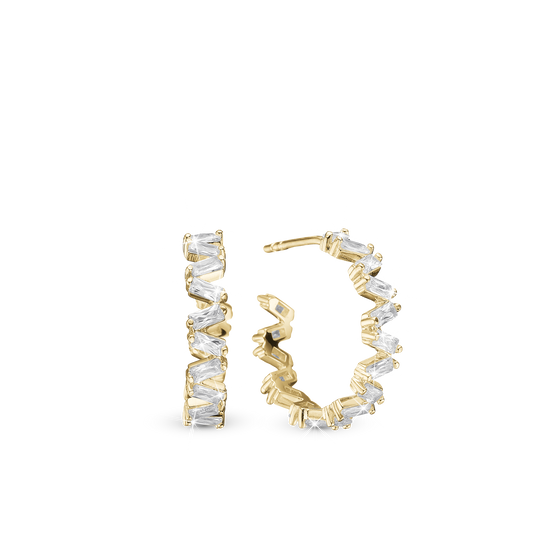 Twist & Shine Hoops - Gold Plated Sterling Silver with Cubic Zirkonia