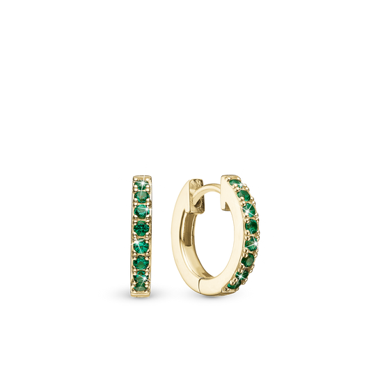 Green Circles Hoops - Gold Plated Sterling Silver with 16 Greenne Cubic Zirkonia