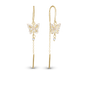 Sparkling Butterfly Dangle Earring - Polished Gold Plated Sterling Silver with 40 white Cubic Zirkonia