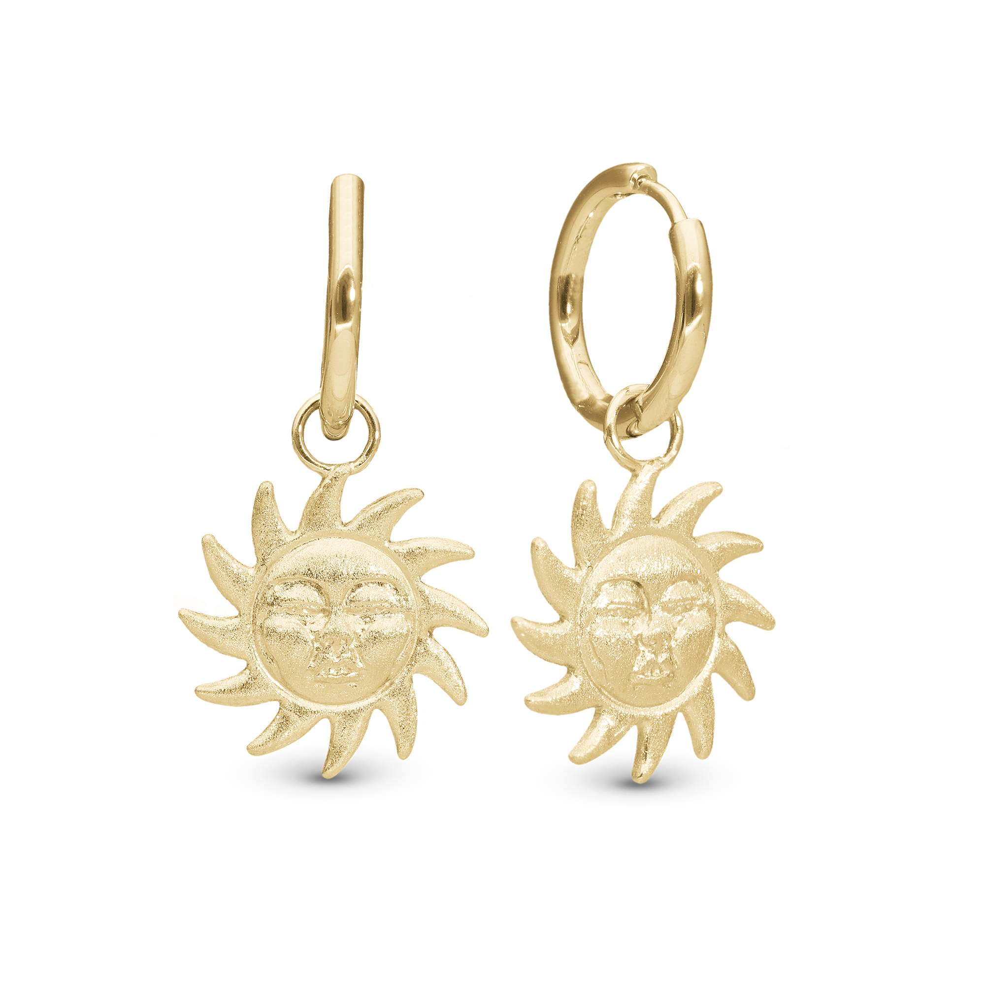 Glowing Sun Hoops - Polished/Matte Gold Plated Sterling Silver