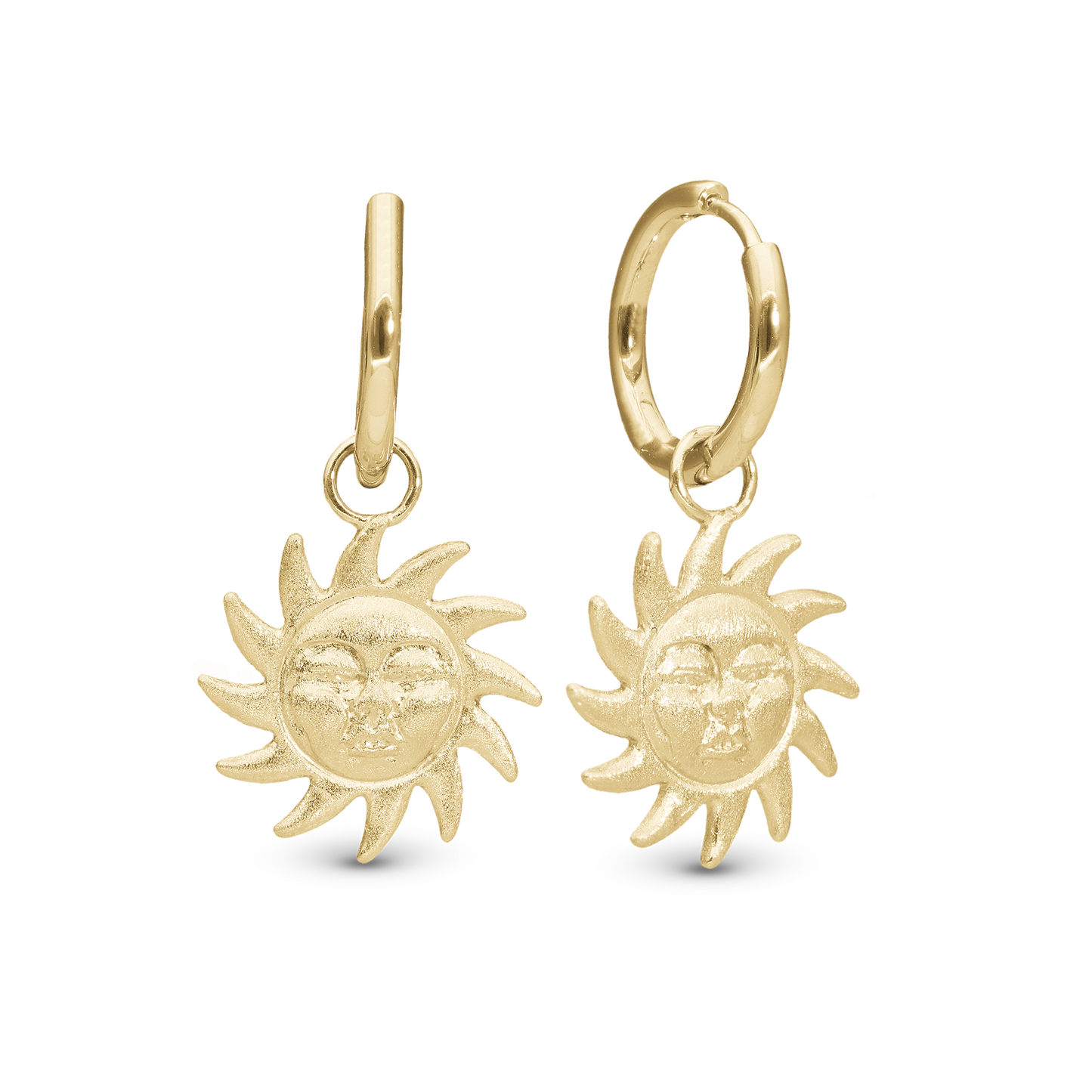 Glowing Sun Hoops - Polished/Matte Gold Plated Sterling Silver