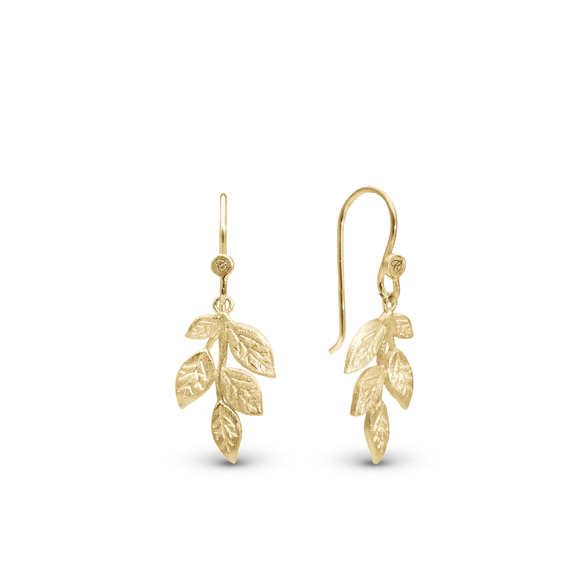 Leaf Beauty Dangle Earring - Brushed Gold Plated Sterling Silver