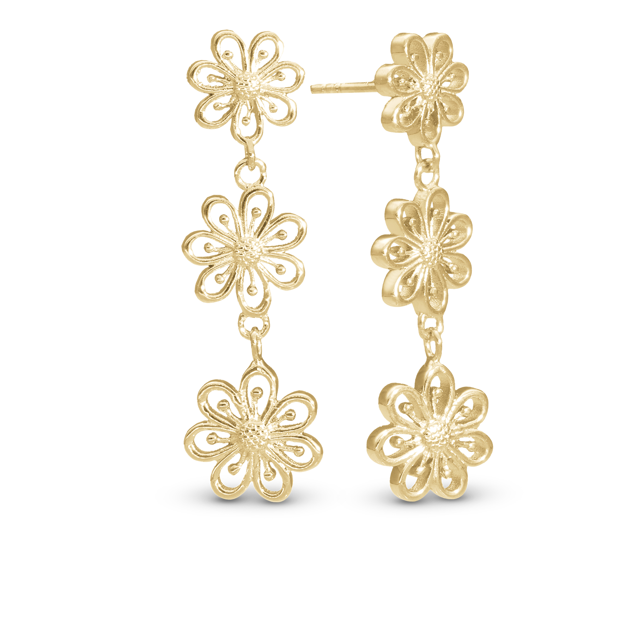 Flower Heaven Dangle Earring - Polished Gold Plated Sterling Silver