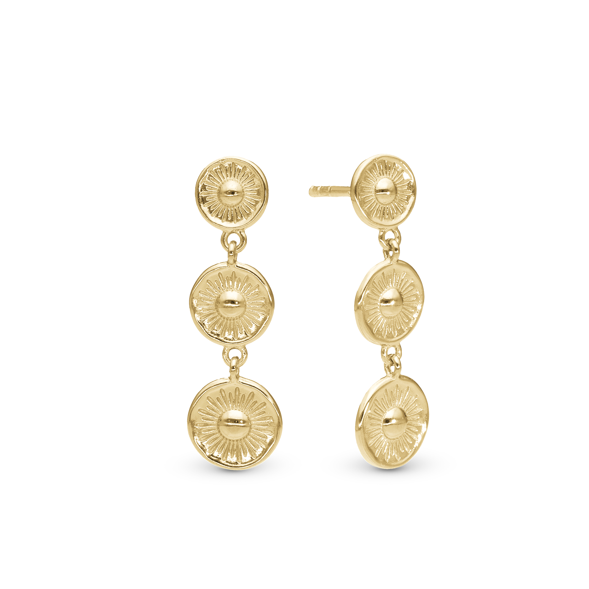 Magic Sun Dangle Earring - Polished Gold Plated Sterling Silver