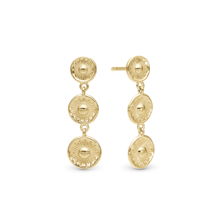 Magic Sun Dangle Earring - Polished Gold Plated Sterling Silver
