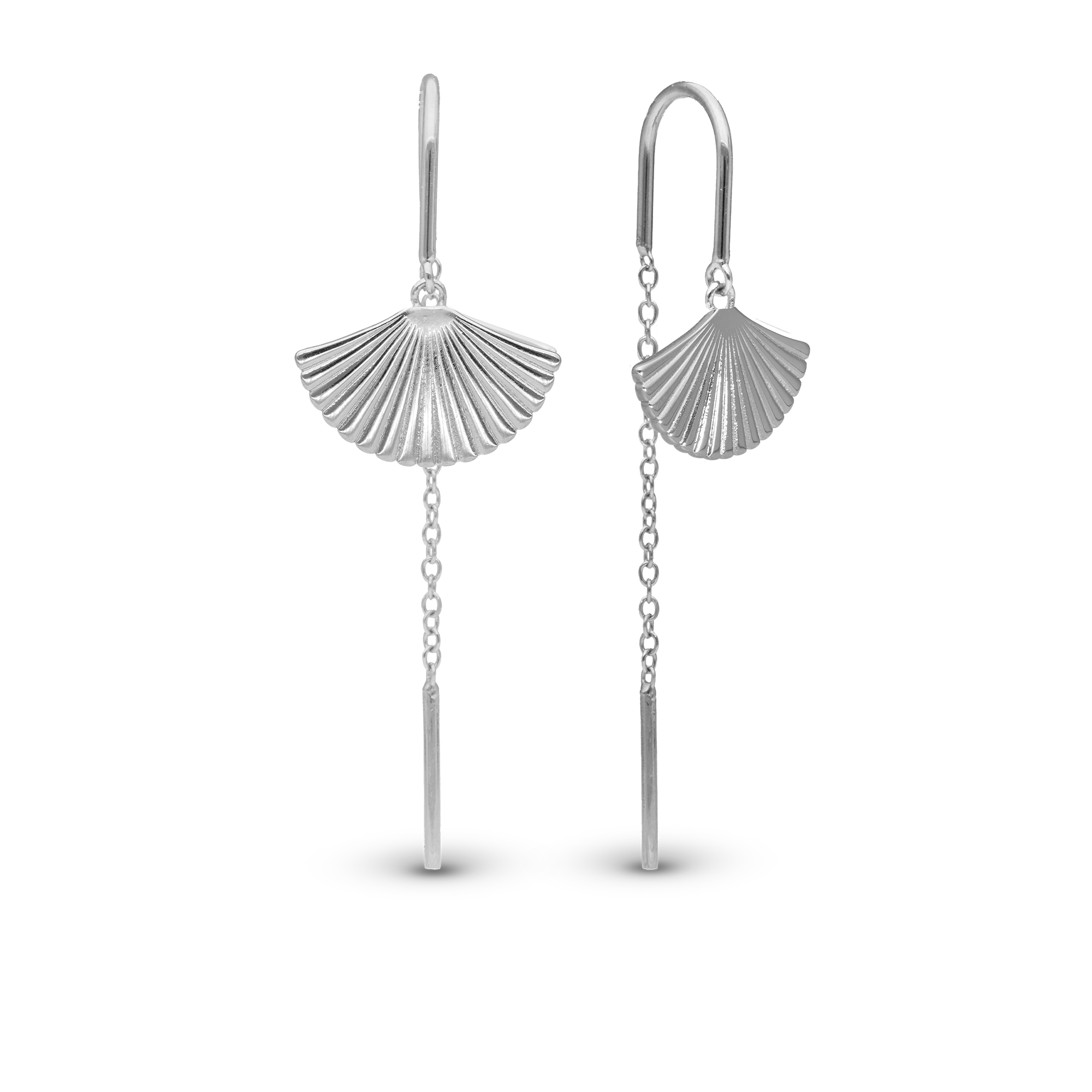 Fan Dangle Earring - Polished Sterling Silver