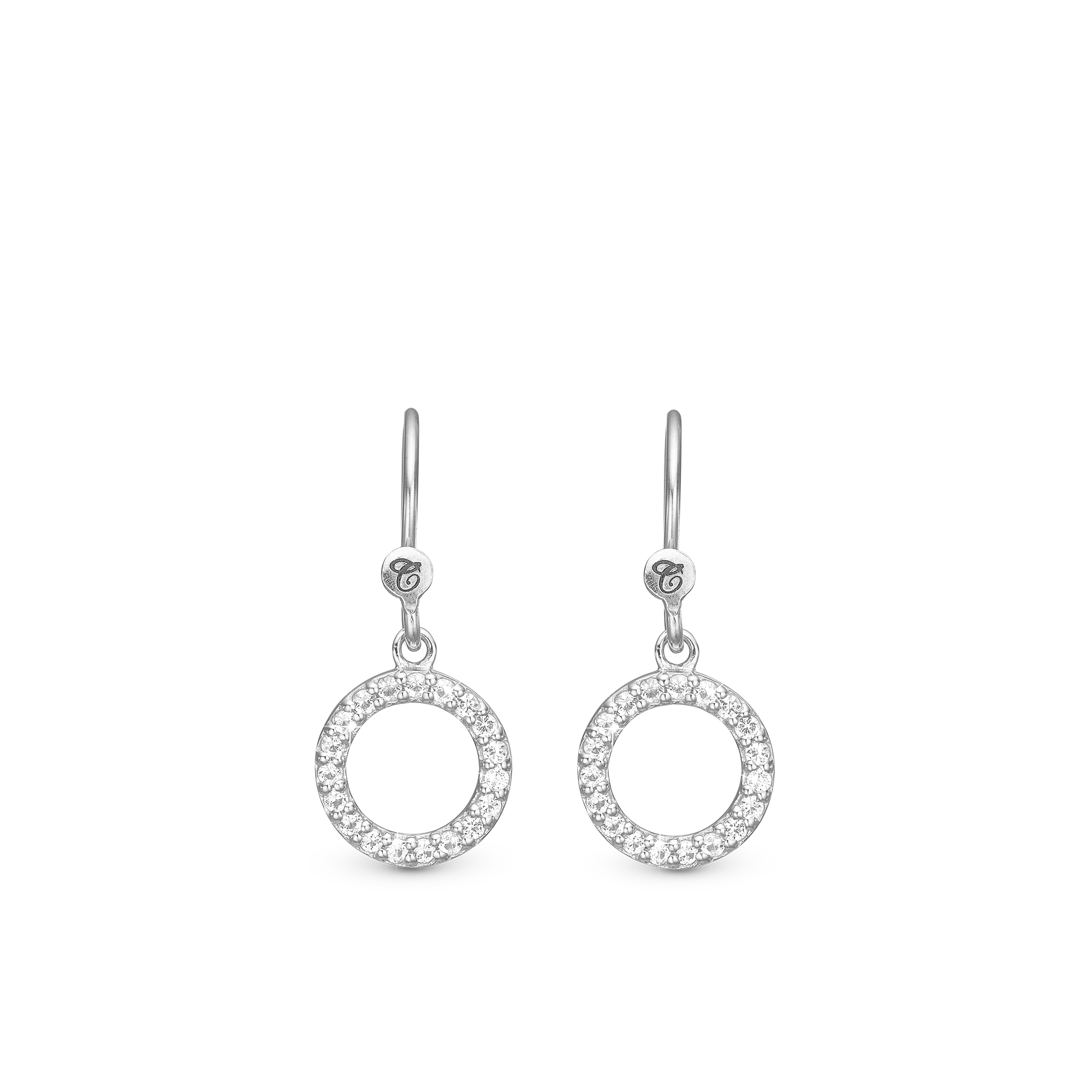 Hanging Topaz Circle ØreDrop Earringe - CHRISTINA