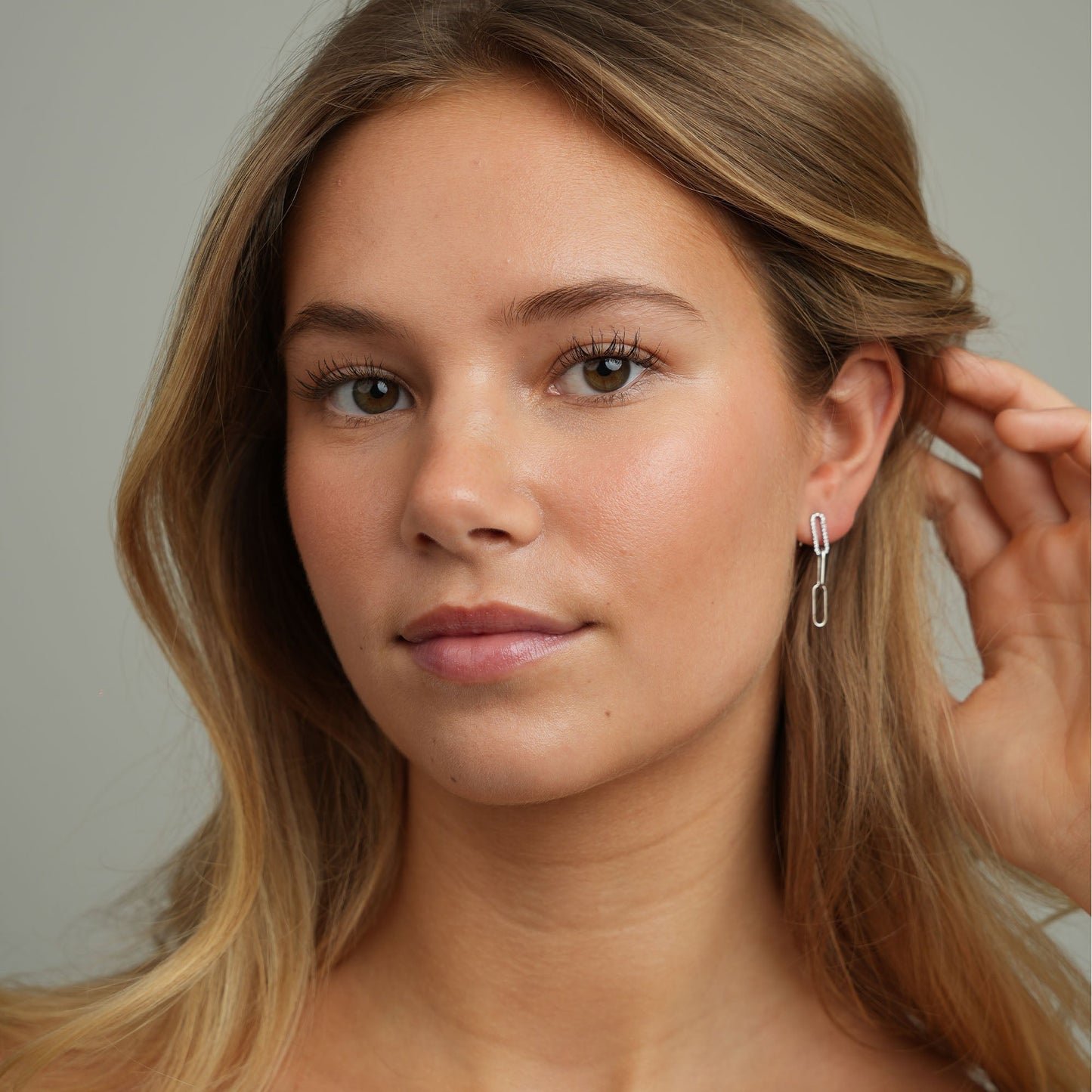 Spirit Dangle Earring - Polished Sterling Silver with 44 white Cubic Zirkonia